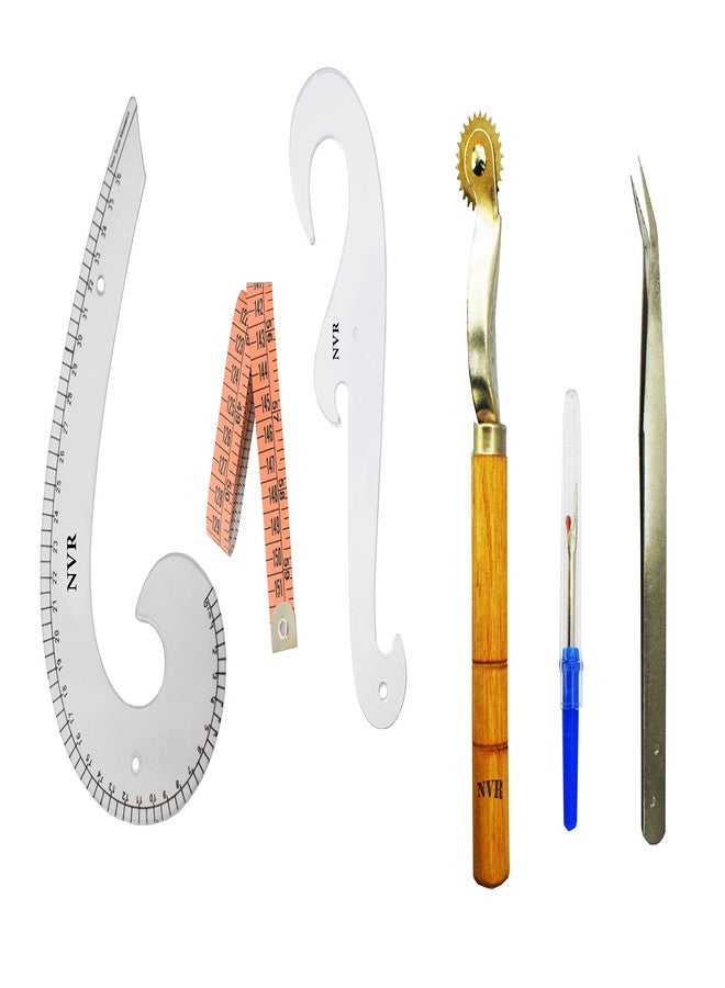 NVR tailroing Combo - 4 Shapes of Scales French Curve, Arm Hole, Armhole Big, Seam Ripper, Measuring Tape and Tringle Bobbin Tape, Cutter, Threader, Needle Pack, Hooks, Hook Eye, - Image 2